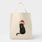 猫好きおもしろいブラックボンベイクリスマス子猫 トートバッグ (正面)
