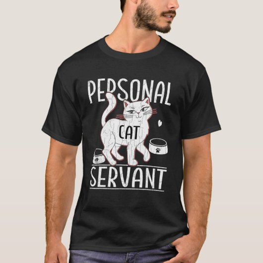 猫好きおもしろい猫のしもべ猫飼いPe Tシャツ (正面)