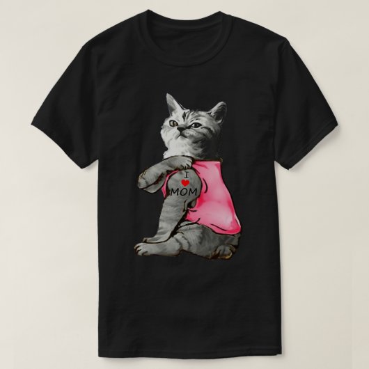 猫好きおもしろい猫i愛momタトゥーギフト tシャツ (デザイン正面)