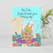 猫好きおもしろい誕生日からの同僚の挨拶 カード (スタンド正面)