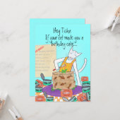 猫好きおもしろい誕生日からの同僚の挨拶 カード (正面/裏面インサイチュ)