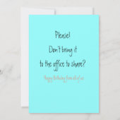 猫好きおもしろい誕生日からの同僚の挨拶 カード (裏面)