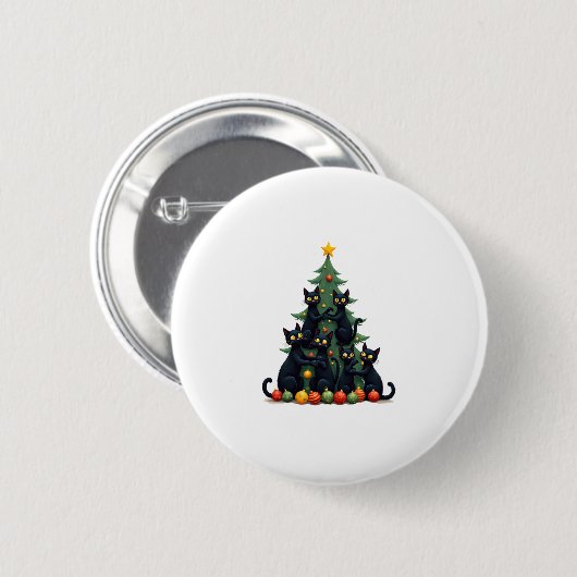 猫好きかわいいおもしろいとホリデーツリークリスマス4 缶バッジ (正面&裏面)