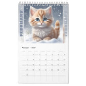 猫好きかわいい子猫の水彩季節 カレンダー (2月 2027)