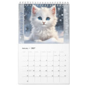 猫好きかわいい子猫の水彩季節 カレンダー (1月 2027)