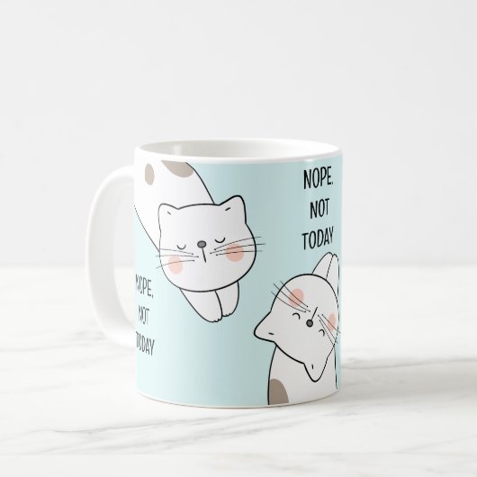 猫好きかわいい怠け猫パーソナライズされた名ブルーマグ コーヒーマグカップ (正面左)