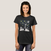 猫好きが星に手を伸ばす 月の空 子猫 フェリネ Tシャツ (正面フル)