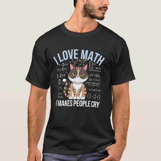 猫好きさん必見!かわいい猫の数学デザイン ギフト プレゼント 先生 女子 男子 Tシャツ (正面)