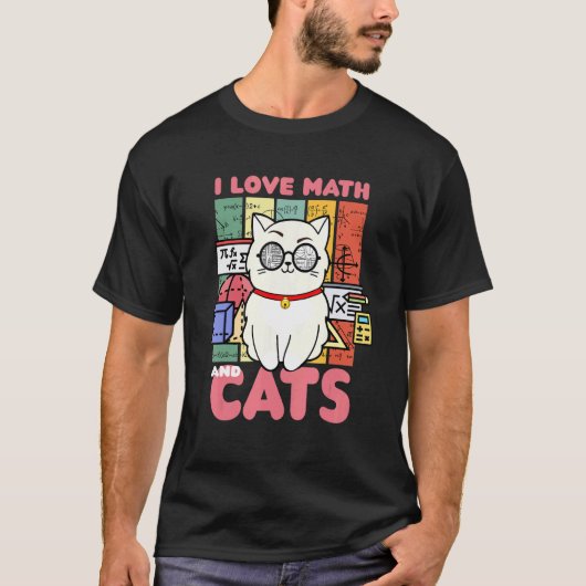 猫好きさん必見!数学好きなネコ飼い主 Tシャツ (正面)