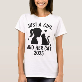 猫好きさん必見!2025年版 かわいい女の子と猫のデザインTシャツ Tシャツ