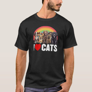 猫好きって言う犬レインボー犬 Tシャツ