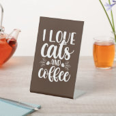 猫好きでコーヒーペデスタルサイン 台座サイン (インサイチュ)