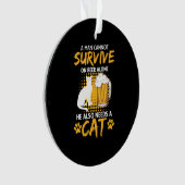 猫好きでビールと猫を飼っている人 オーナメント (正面)