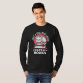 猫好きで読書好きな女の子B Tシャツ (正面フル)