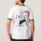 猫好きとサッカー愛好家のための遊び心あふれる黒猫サッカー Tシャツ (裏面)