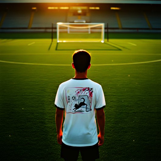 猫好きとサッカー愛好家のための遊び心あふれる黒猫サッカー Tシャツ