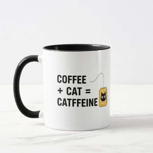 猫好きなカフェイン中毒者へのギフト マグカップ (左)