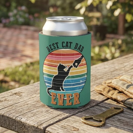 猫好きなパパのためのカスタムネームギフト 缶クーラー