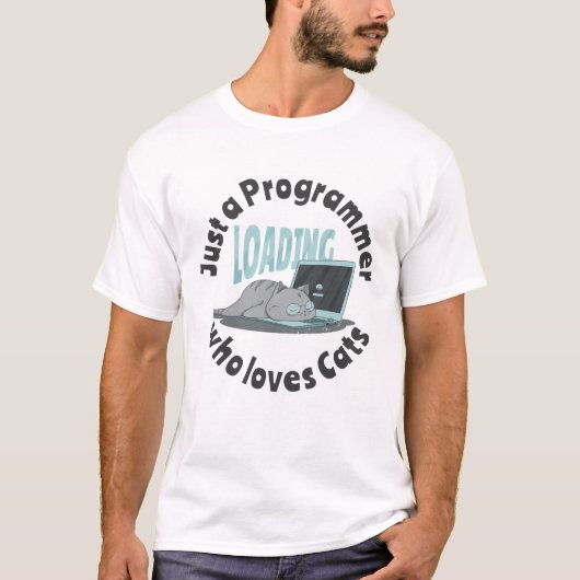 猫好きなプログラマー Tシャツ (正面)