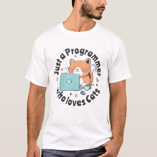 猫好きなプログラマー Tシャツ (正面)