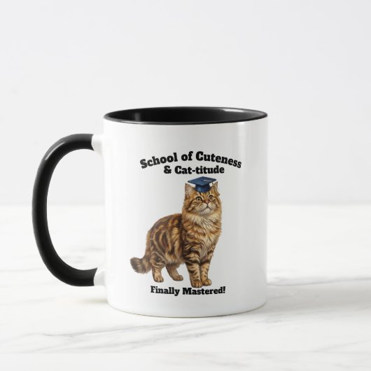 猫好きなママの卒業記念マグカップ - 名入れコーヒーギフト マグカップ (左)