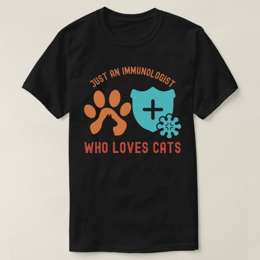 猫好きな免疫学者 Tシャツ (デザイン正面)