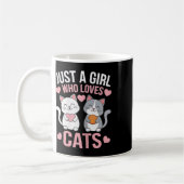 猫好きな女の子が可愛い猫L コーヒーマグカップ (左)