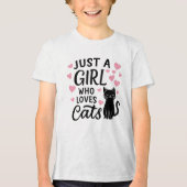 猫好きな女の子のためのキッズTシャツ トライブレンドTシャツ (正面)