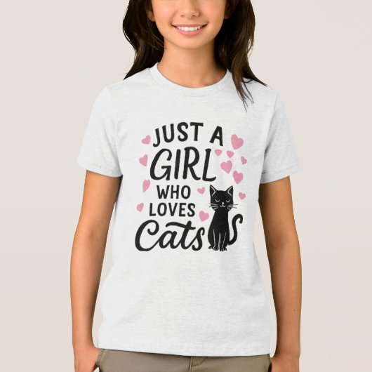 猫好きな女の子のためのキッズTシャツ トライブレンドTシャツ (正面)