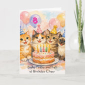 猫好きな女の子のための8歳の誕生日カード カード (正面)