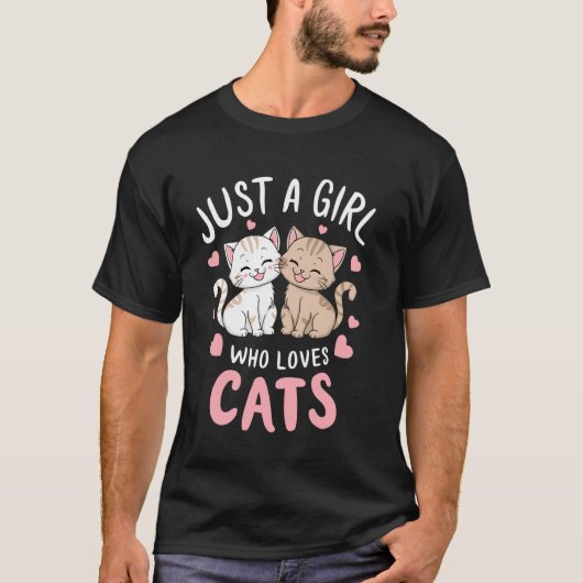 猫好きな女の子は猫を愛してやまない Tシャツ (正面)