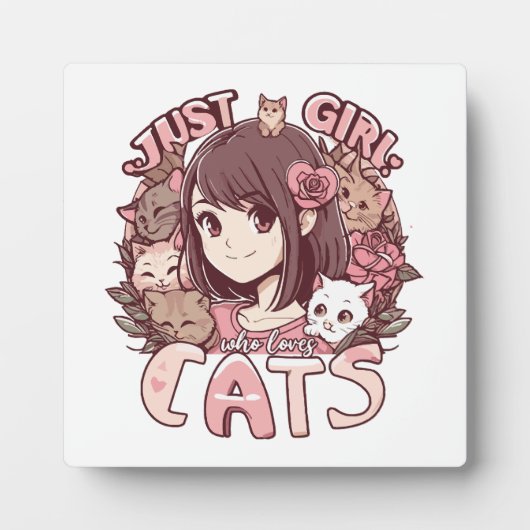 猫好きな女の子 フォトプラーク (正面)