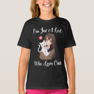 猫好きな女の子 Tシャツ