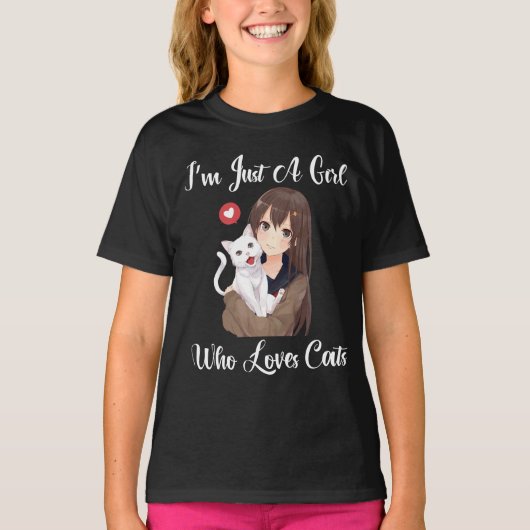 猫好きな女の子 Tシャツ (正面)