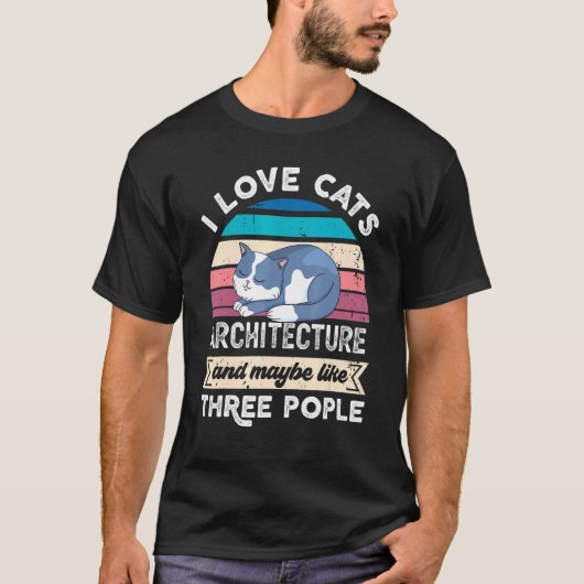 猫好きな建築と3人のファン Tシャツ (正面)