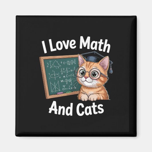 猫好きな数学好きな先生 私は数学と マグネット (正面)