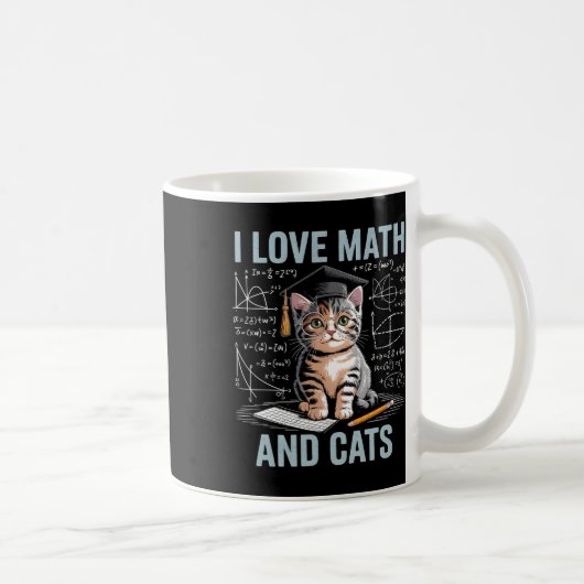 猫好きな数学好き 楽しい数学の先生 私は数学と コーヒーマグカップ (右)
