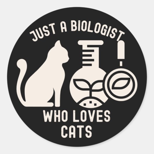猫好きな生物学者、生物学専攻卒業 ラウンドシール (正面)