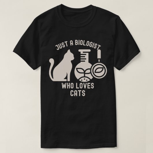 猫好きな生物学者、生物学専攻卒業 Tシャツ (デザイン正面)