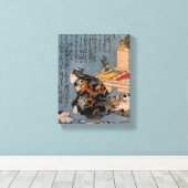 猫好きな絵師の自画像、国芳猫好き画家・国芳 キャンバスプリント (インサイチュ (ウッドフロア))