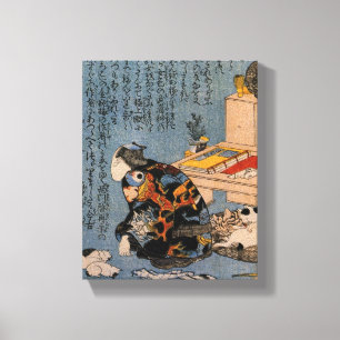 猫好きな絵師の自画像、国芳猫好き画家・国芳 キャンバスプリント