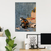 猫好きな絵師の自画像、国芳猫好き画家・国芳 ポスター (ホームオフィス)