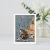 猫好きな絵師の自画像、国芳猫好き画家・国芳 ポストカード (スタンド正面)