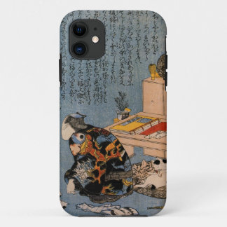 猫好きな絵師の自画像、国芳猫好き画家・国芳 iPhone 11 ケース