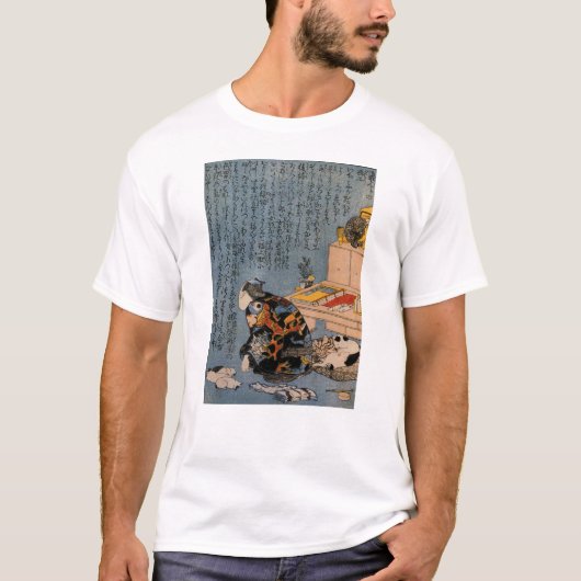 猫好きな絵師の自画像、国芳猫好き画家・国芳 Tシャツ (正面)