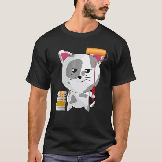 猫好きな芸術家のための面白い猫の絵描きプロフェッショナル Tシャツ (正面)