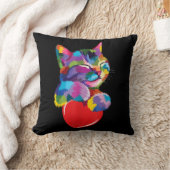 猫好きにはかわいい猫のギフトカラフルアート子猫 クッション (ブランケット)