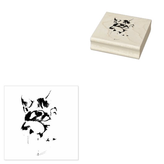 猫好きにはかわいい猫のギフトカラフルアート子猫 ラバースタンプ (押印)