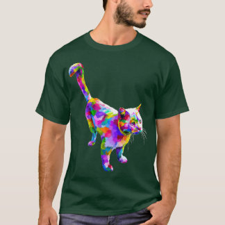 猫好きにはかわいい猫ギフトカラフルアート子猫 Tシャツ