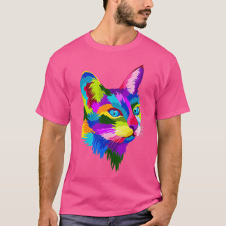 猫好きにはかわいい猫ギフトカラフルアート子猫 Tシャツ